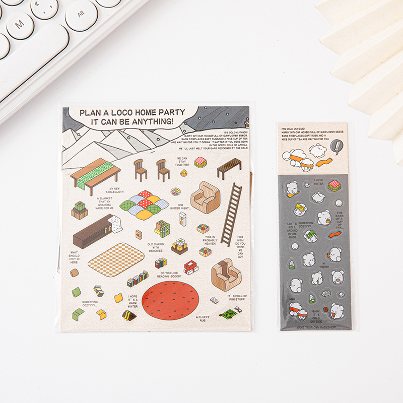 Picture of Cross-Border Korean-Style Miniature House Stickers, Miniature Scene, No-Cut Journaling, 3D Stereo Stacking Journaling, Stereo Scene