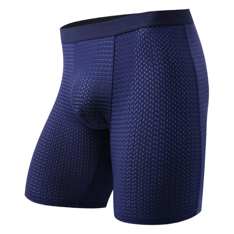 Sports Underwear Men's Anti-wear Crotch Men's Long Anti-wear Leg Ice Silk Mesh Large Size Sports Mid-waist Underwear Breathable Speed
