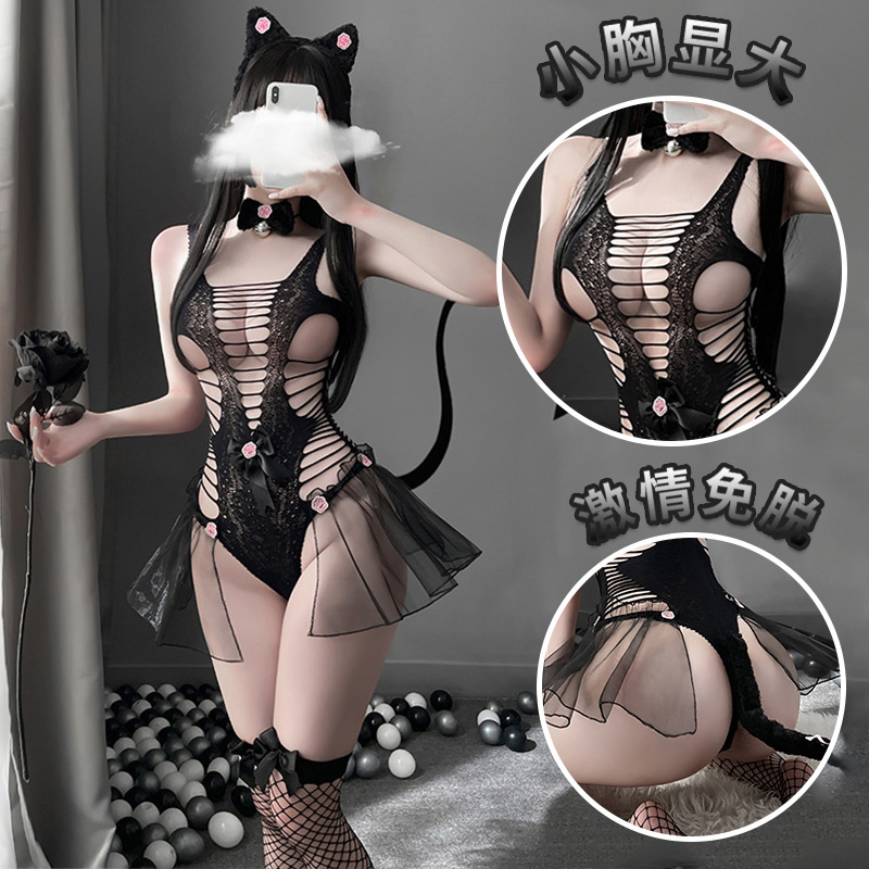 Sexy Lingerie, Delicate Little Wild Cat, No Need to Take Off, One-Piece Net Clothing, Sexy Uniform Temptation Suit, One Piece 7430