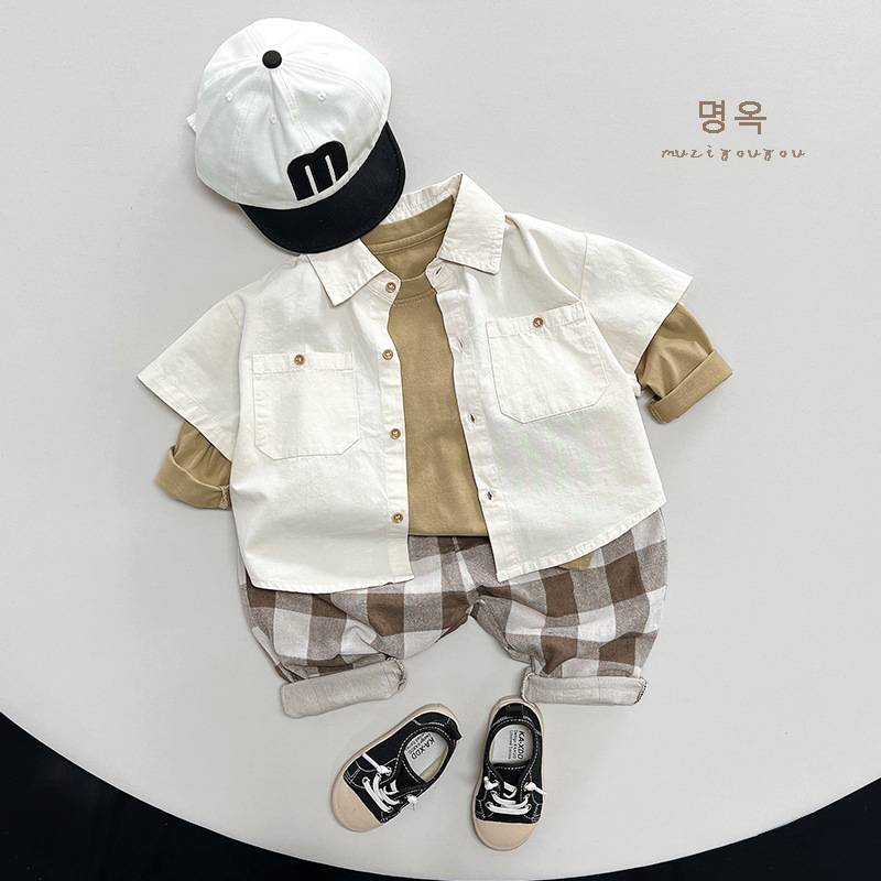 Picture of Copy good build ~ spring and summer new children's half sleeve shirt boys and girls Japanese Korean simple short sleeve coat tide children's clothing
