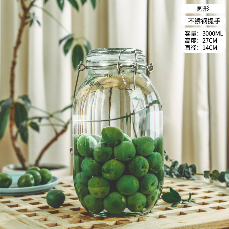 Picture of Wholesale sparkling wine glass bottle green plum bayberry wine bottle with tap brewing bottle household sealed pickled vegetable glass jar
