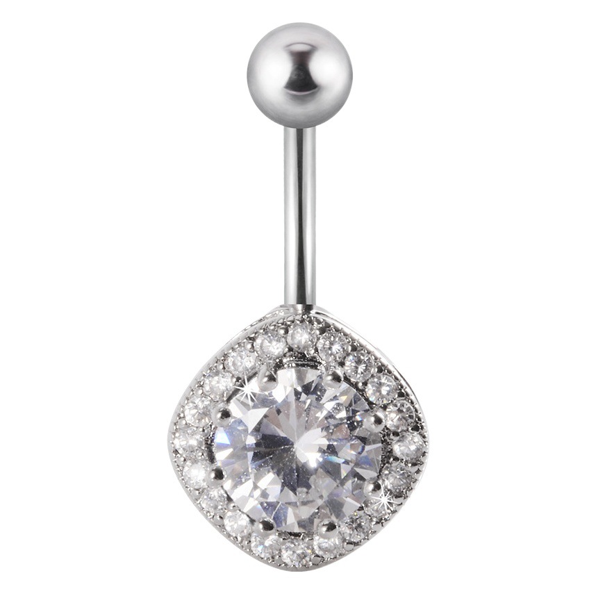 EABY new cross-border zircon navel ring stainless steel heart-shaped flower navel nail fashion piercing navel ornaments navel buckle