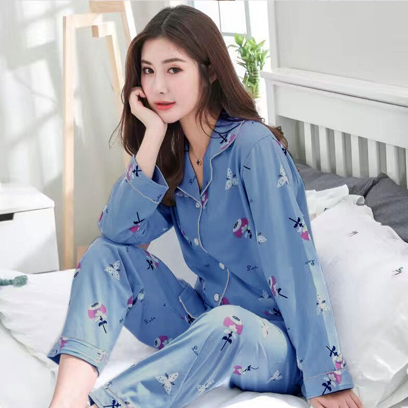 Picture of Japanese Pajamas Women's Spring and Autumn Long Sleeve Cardigan Cute Printed Radish Student Home Clothes suit Cross-border Southeast Asia