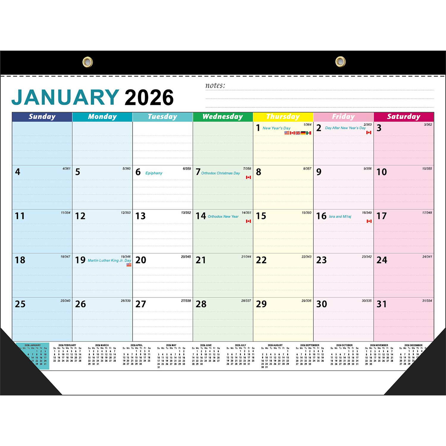 Picture of Extra Large English Version of the Wall Calendar Amazon's Popular Simple and High-Looking 26-27 Calendar Countdown Desktop Table