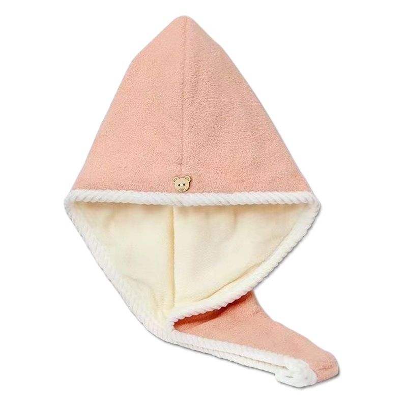 Coral Velvet Dry Hair Cap Double Layer Thickened Super Soft Absorbent Edged Dry Hair Towel Adult Cute Shower Cap Home Turban