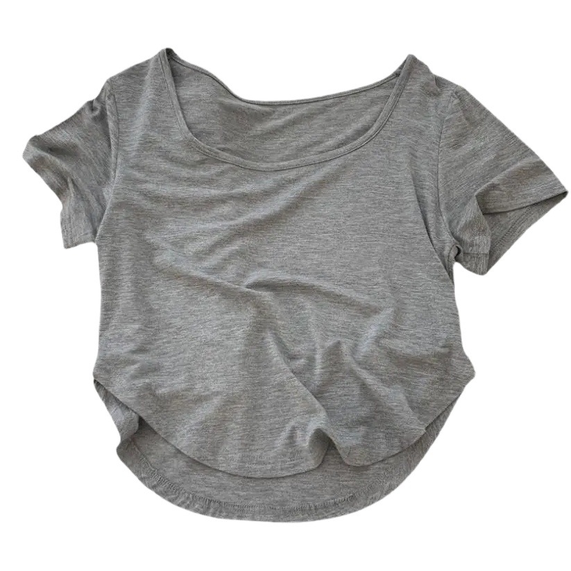 Basic Style Draped Modal Square Collar Short-Sleeved T-Shirt Women's Summer Slim-Fit Short Base Casual Thin Top