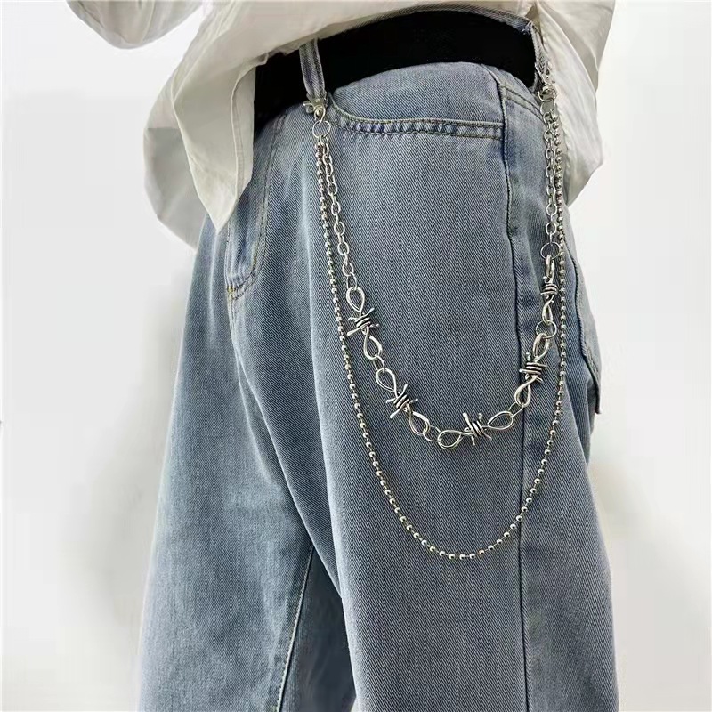 Europe and the United States cross-border jewelry hip-hop punk fashion brand metal pants chain trend Thorn Thorn waist chain men and women spot wholesale