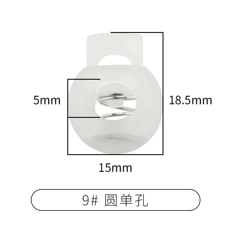 Picture of Manufacturer Plastic Adjustable Elastic Belt Spring Buckle with Rope Pig Nose Buckle Single and Double Holes Round Black Transparent Drawstring Buckle