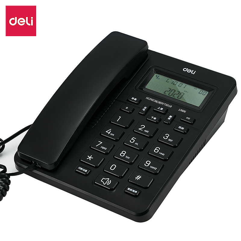 Deli 13606 Telephone Home Recording Landline Fixed Dial Multi-Function Telephone Business Wired Office Use
