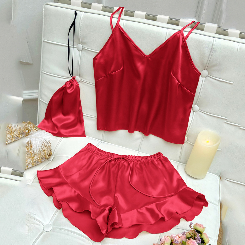 Factory Fashion Sexy Camisole Small Vest Shorts Shorts Three-Piece Set Women Casual Pajamas Women Home Clothes suit