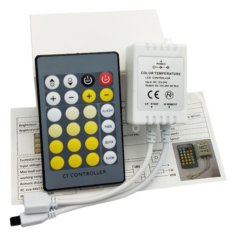 Manufacturer Haoxin 24-key infrared controller dual color temperature LED light bar color temperature adjustment low voltage 5-24v controller