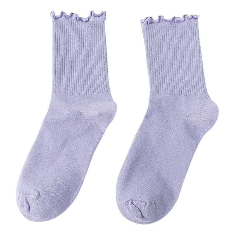 Spring and Autumn New Women's Socks Japanese Fungus Lace Winter Thin Mid-length Socks Japanese Academic Style Stacks for Women