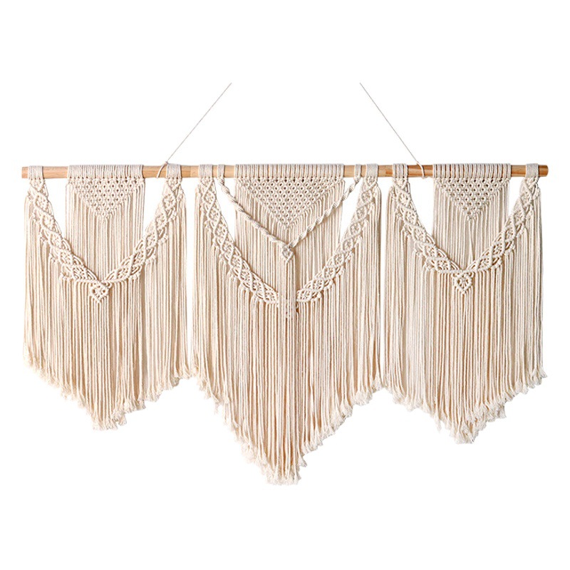 Amazon New Bohemian Tapestry Simple Decorative Hand-woven Tapestry Three-section Door Curtain Partition Removable