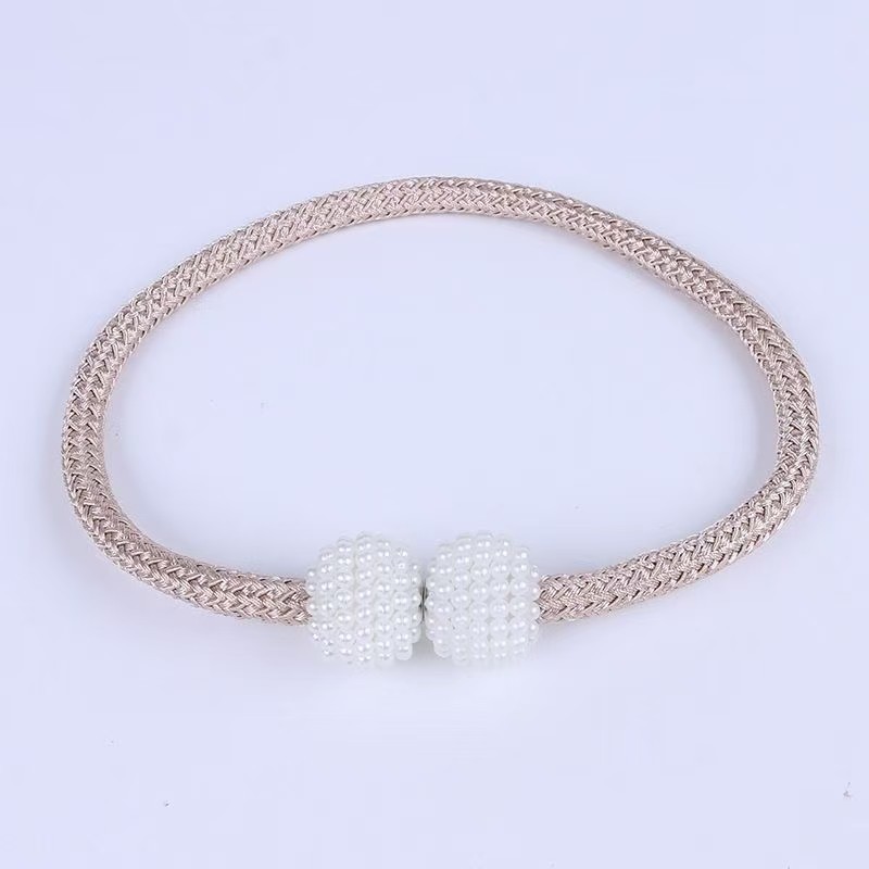 Picture of Curtain Straps Wholesale Small Pearl Magnetic Curtain Buckles Punch-Free Curtain Storage Binding Rope Drawstring Accessories