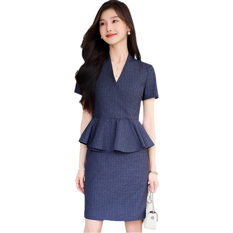 High-end professional women's dress suit navy blue suit jacket suit fashion business formal wear female beautician overalls