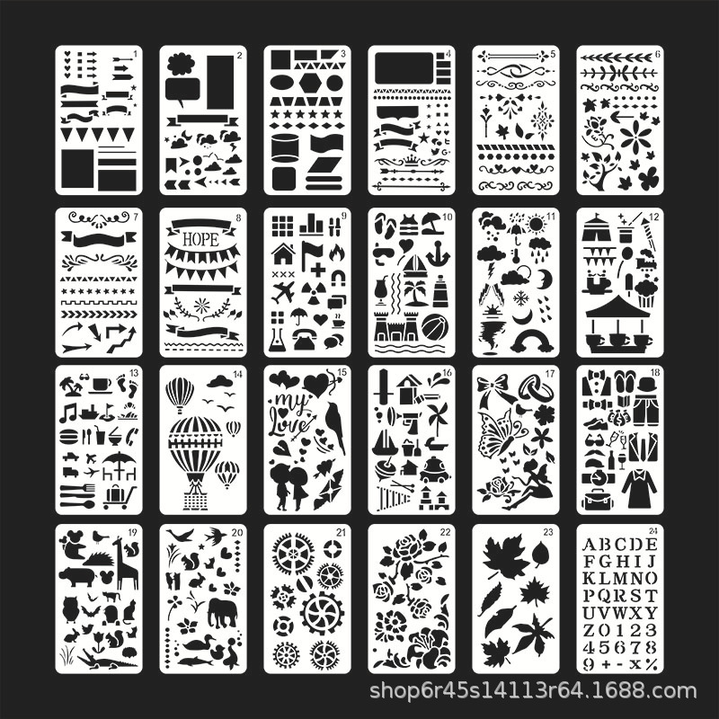 DIY Handbook Template Theme Lace Ruler Painting Template Amazon Best-Selling Drawing Board 24 Styles