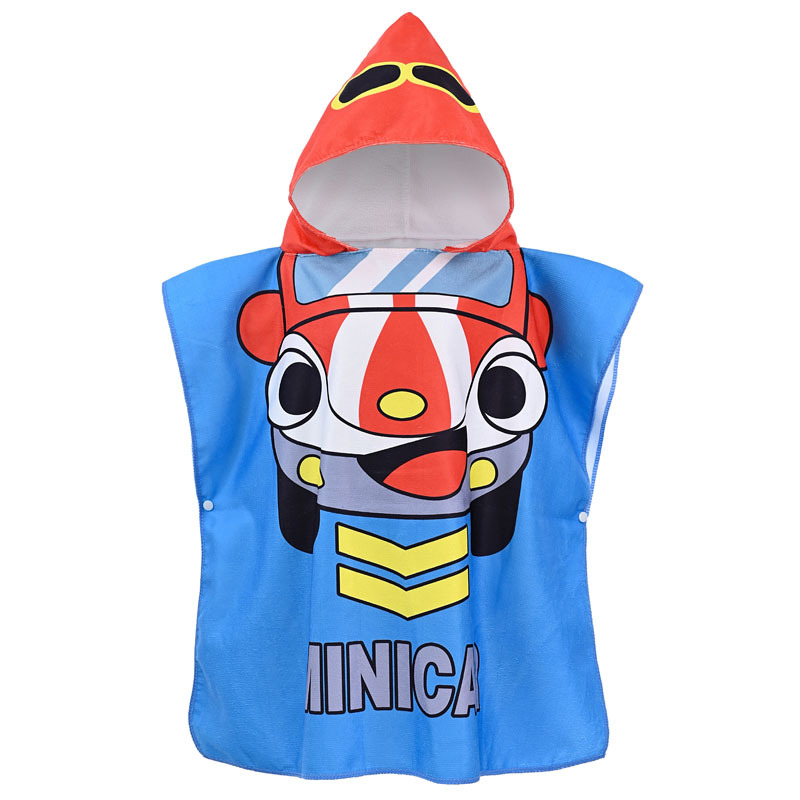 Picture of Children's Cape Bath Towel Microfiber Warp Knitted Cute Cartoon Printed Towel Can Be Worn in the Shower Hooded Absorbent Bathrobe
