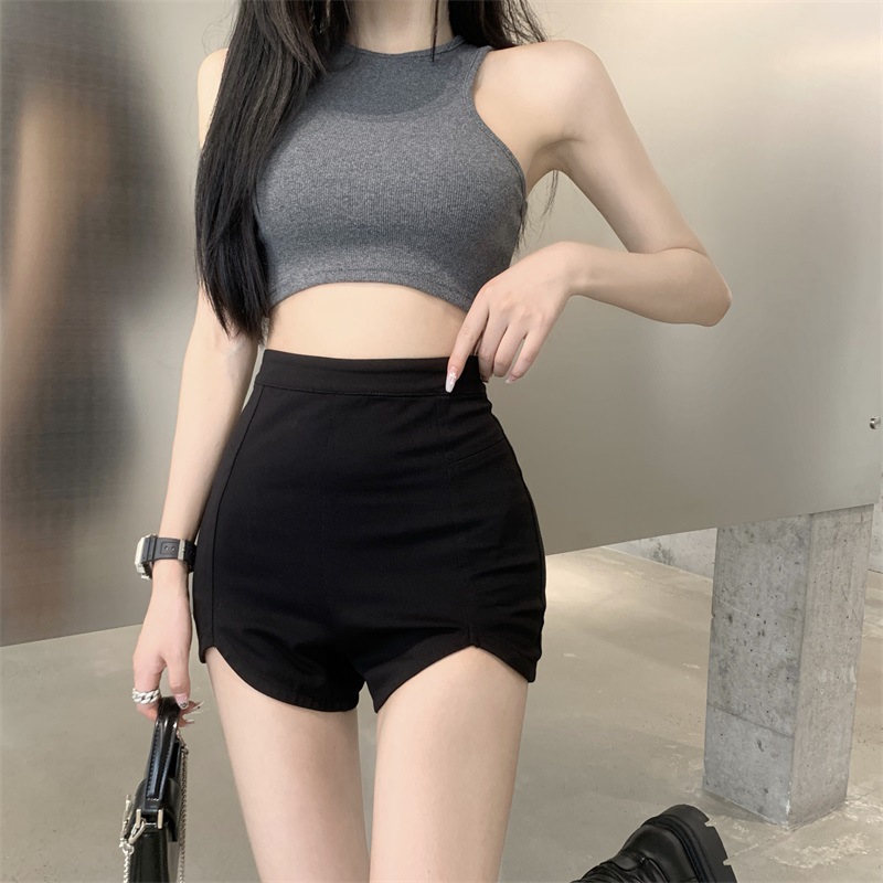 Black hot girl shorts women's high waist slimming casual pants summer design sense slim sheath hot pants short pants fashion