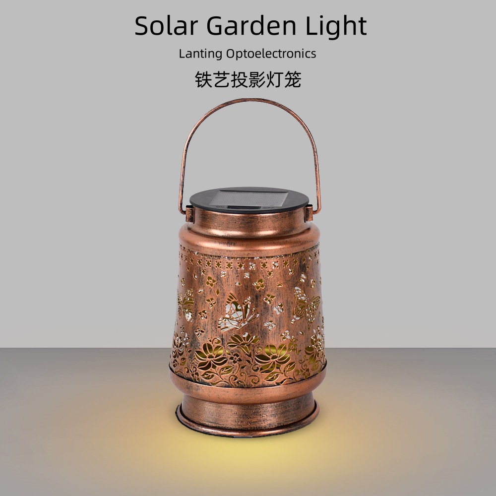 Cross-border Amazon Iron Solar Outdoor Light Waterproof Butterfly Dragonfly Animal Projection Lamp Courtyard Hollow LED