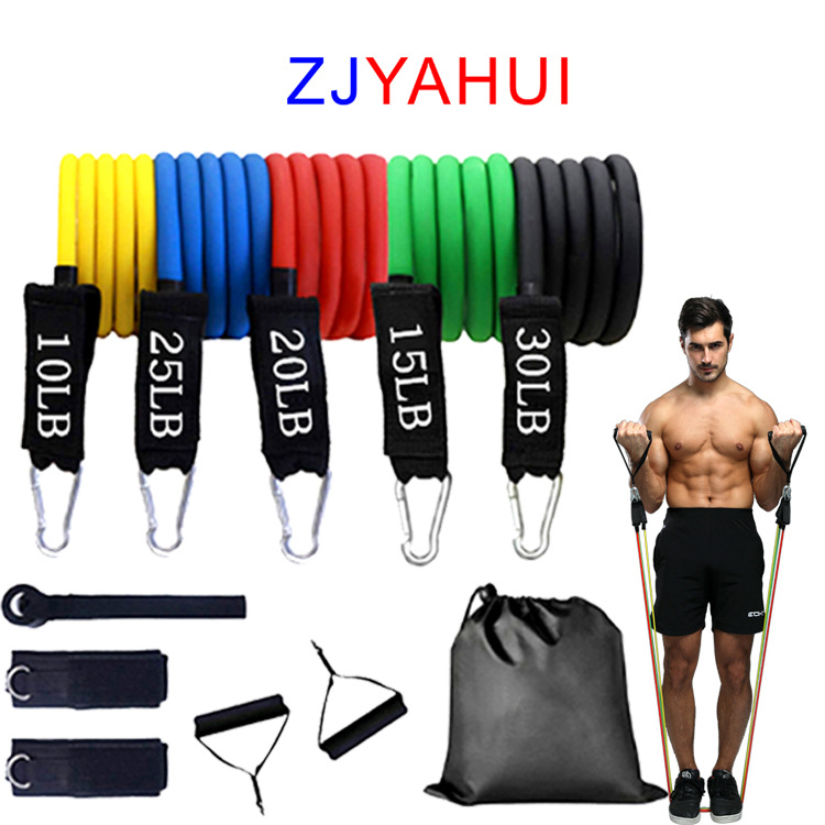 TPE11 piece tension device multifunctional tension rope latex resistance belt resistance Belt Fitness set factory direct sale