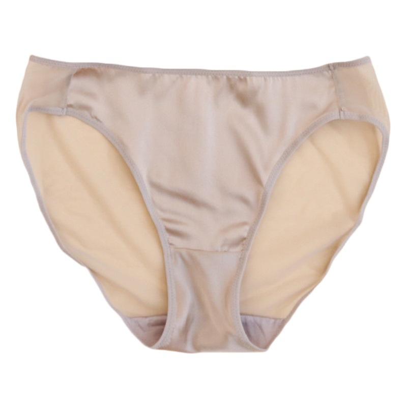 Tangge silk Women's Mid-waist underwear satin simple mulberry silk briefs sheath breathable mesh lace sexy