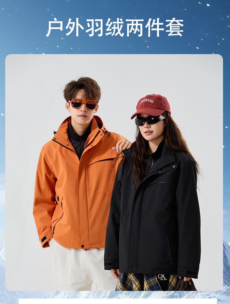 Luotuo's Same Style Jacket for Women, Three-In-One Jacket for Men, Outdoor Fishing, Hiking and Mountaineering, Windproof and Waterproof Work Clothes