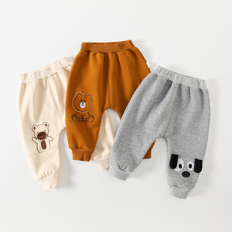 Baby thickened pants winter boys' casual pants fleece-lined infant trousers baby girls' butt pants winter fashion