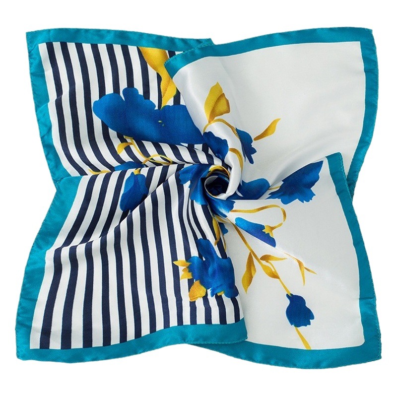 Spring and summer Korean small silk scarf female soft girl Joker scarf 50*50 square scarf autumn printing decorative small scarf turban