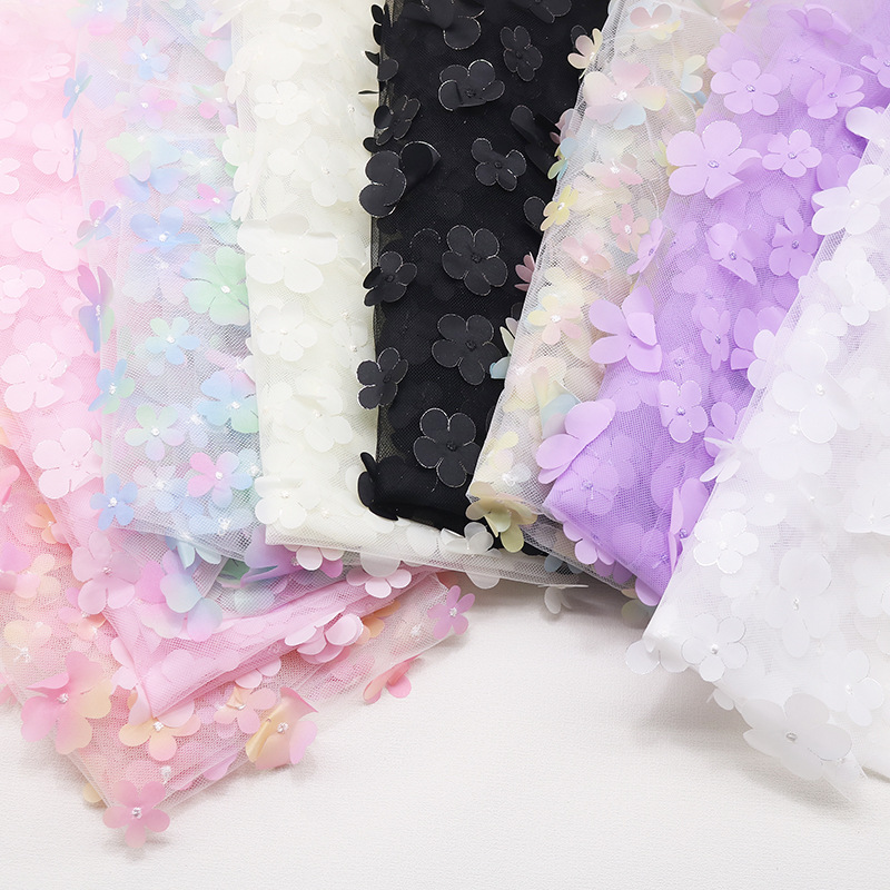 Phantom 3D Stereoscopic Embroidery Gradient Flower Fabric Handmade DIY Children Girl Tutu Dress Wedding Decoration Supplies
