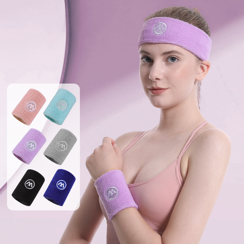 Sports Wristband Towel Headband Sweat Wrist Set Quick-drying Breathable Polyester Headscarf Nylon Hair Band Fitness