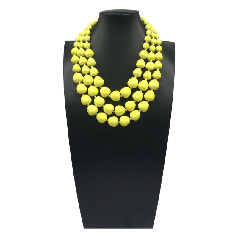 Cross-border foreign trade handmade multi-layer acrylic beads necklace beaded jewelry set assembly earrings necklace