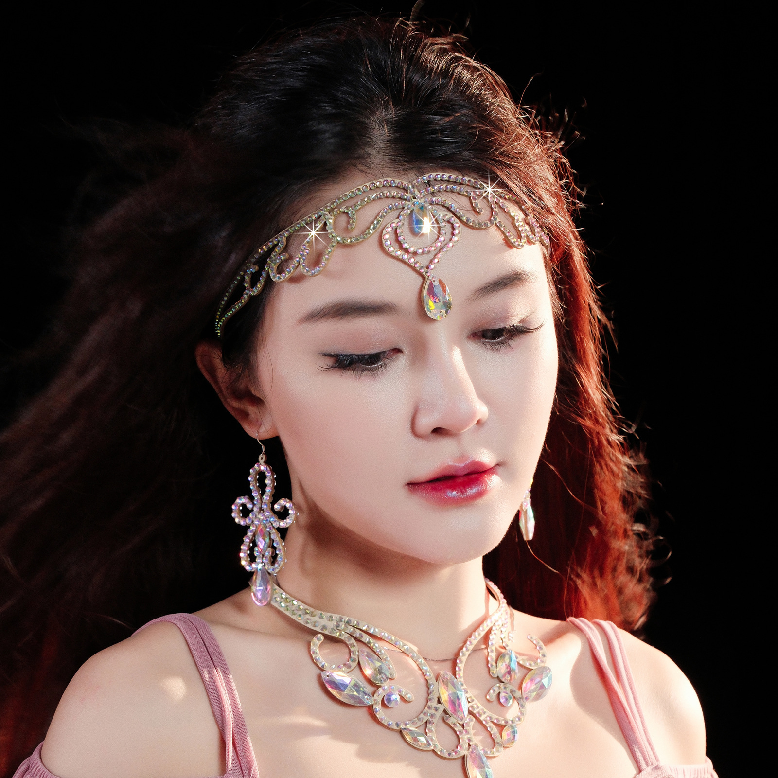 Dancer Oriental Dance Headwear Belly Dance Handmade Accessories Exotic Forehead Color Diamond Hair Accessories TS005