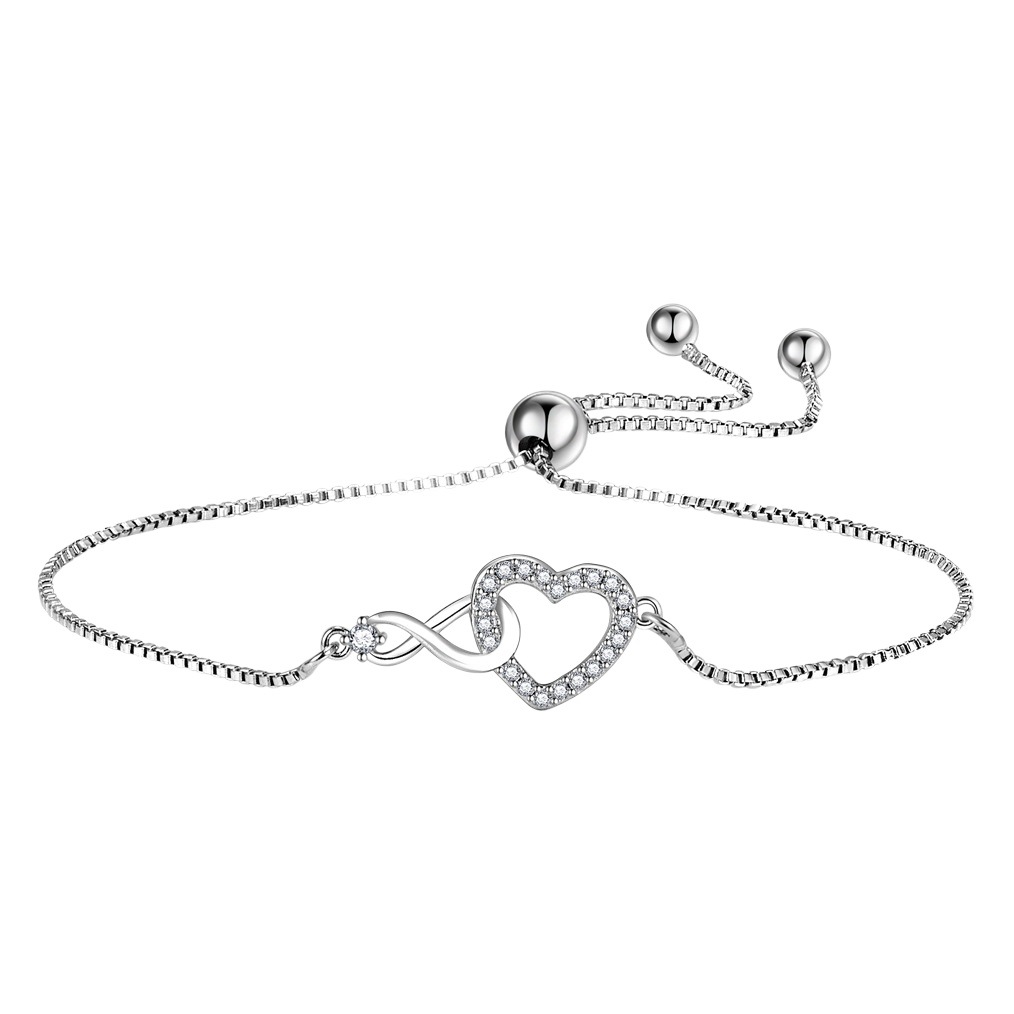 New creative love ring bracelet female crystal Zircon element temperament bracelet personality push-pull light beads hand jewelry