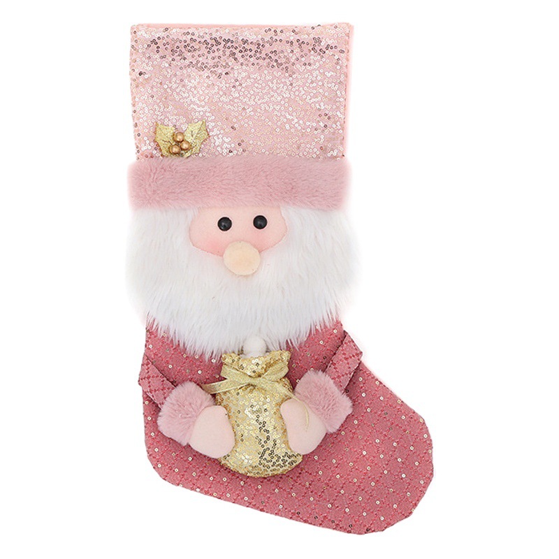 Qiaoding Cross-border New Christmas Holiday Decoration Sequins Plush Decoration Christmas Stocking Children's Candy Bag Hanging Ornaments