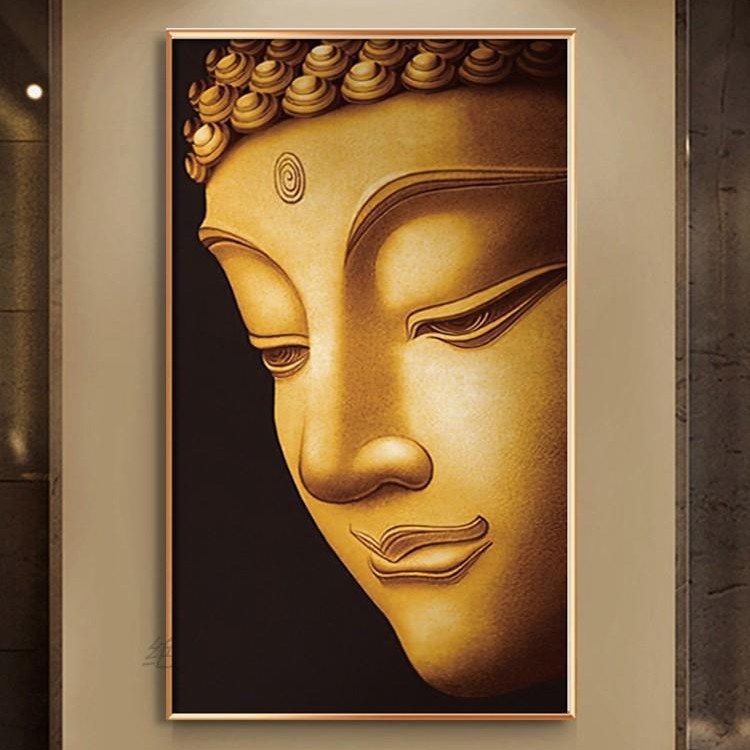 Chinese Zen Buddha Decorative Painting Tea Room Buddha Hanging Painting Buddha Living Room Entrance Amitabha Buddha Background Wall Mural