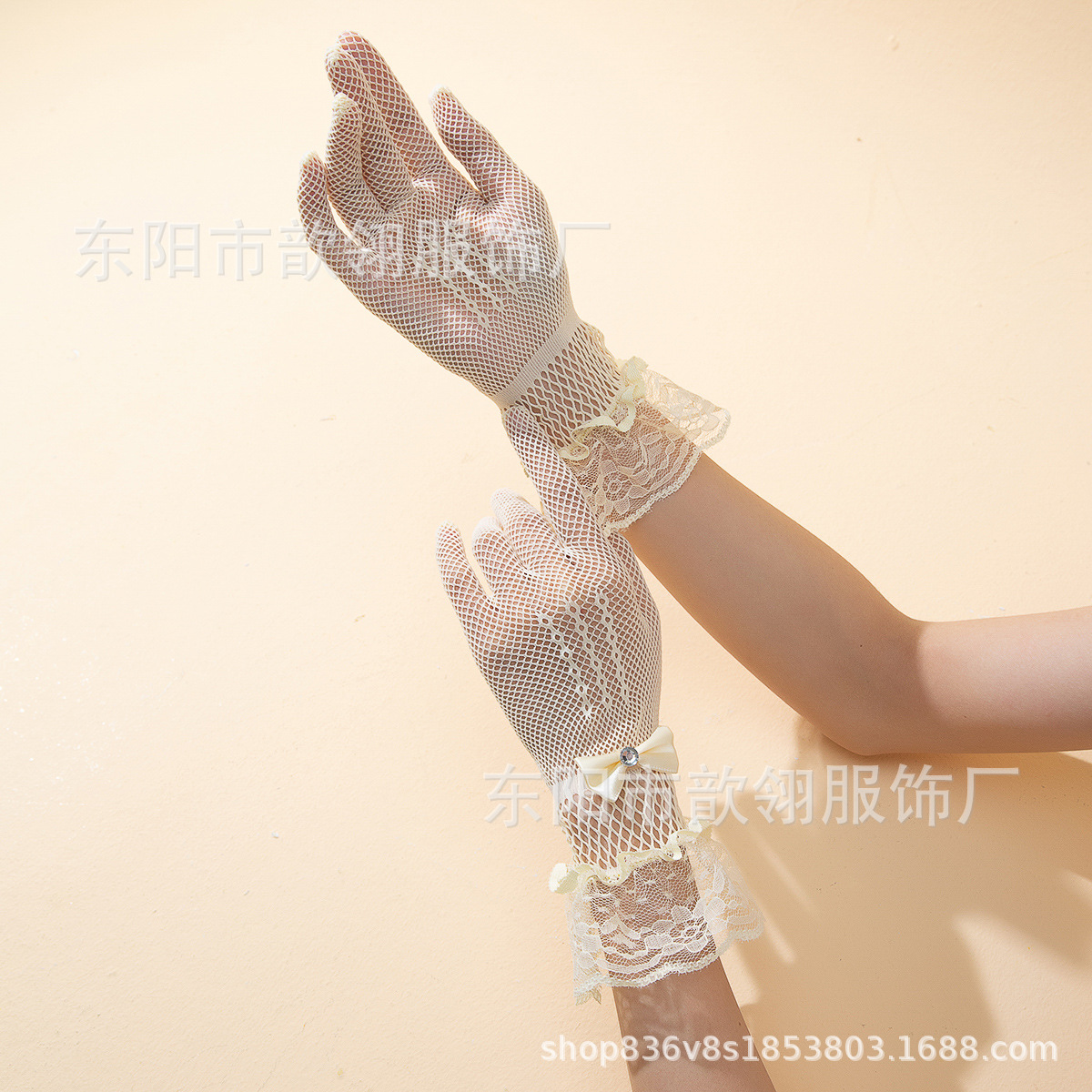 Thin Mesh Gloves Women's Hollow Summer Sexy Black Stretch Lace Cheongsam Night Shanghai Dancing Show