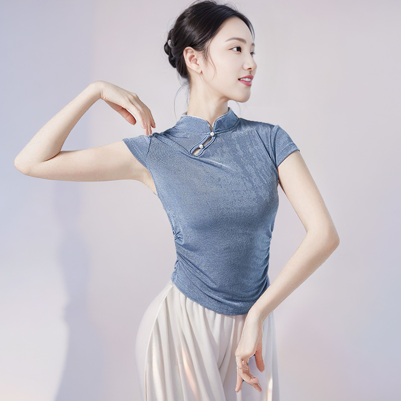 Classical Dance New Style Top Practice Dress Women's Chinese Dance Cheongsam Short-sleeved Slim-fit Adult Body Dance Body Rhyme Clothing