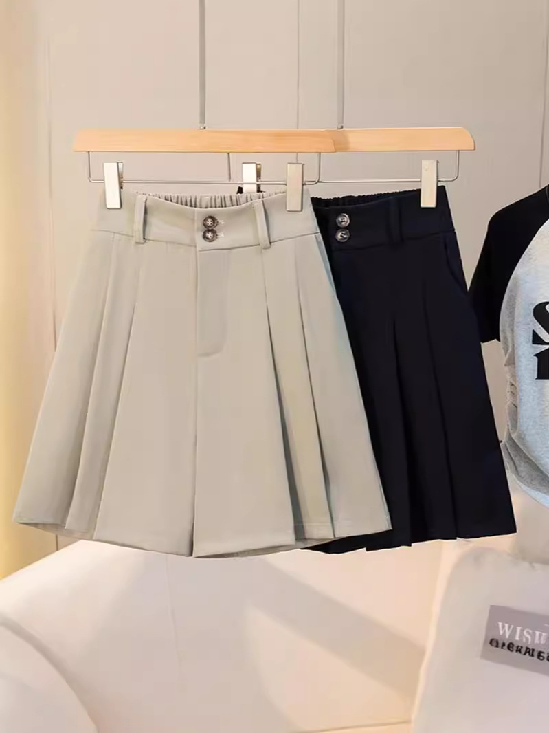 plus size Women's Autumn New Style Chubby Girls Western Style Slimming Hot Pants High Waist Wide Leg Loose Outer Wear Suit Shorts