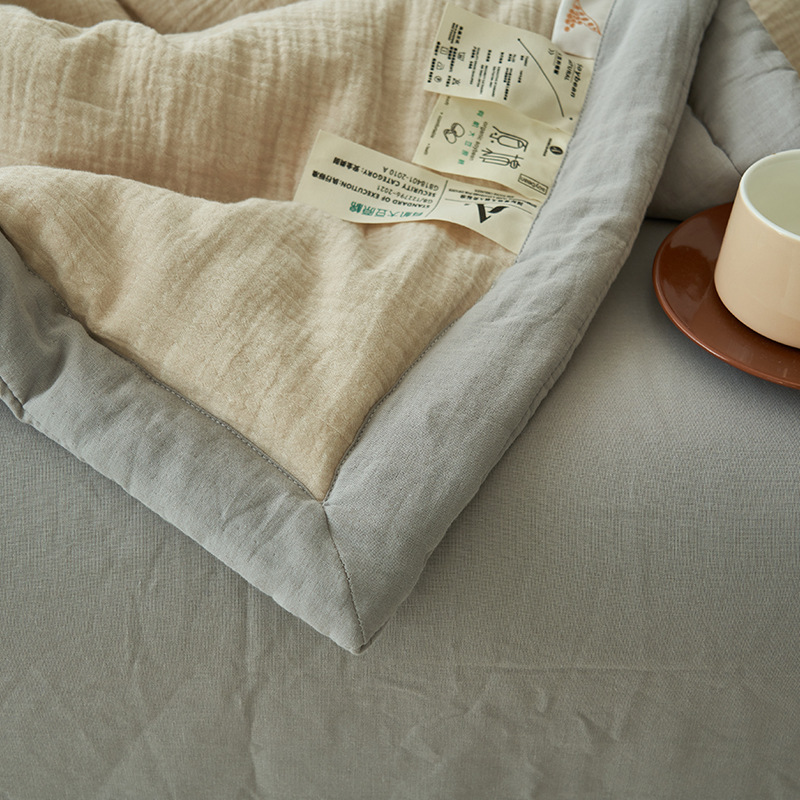 Picture of 2025 new class a double-layer yarn good soybean summer quilt four-piece set 100*150cm single summer quilt double-layer yarn-
