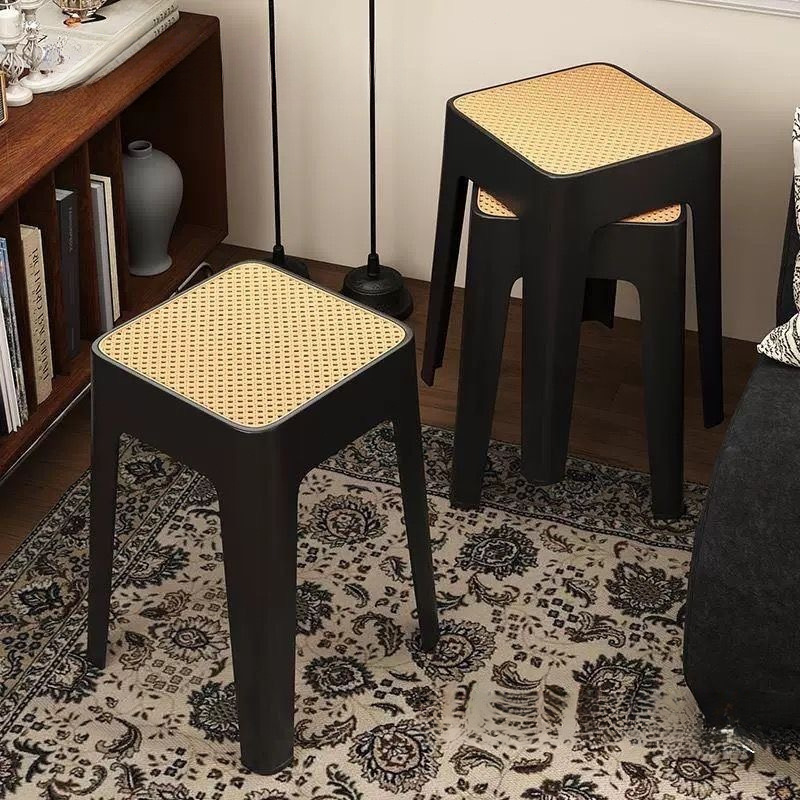 Strong and durable square stool restaurant thickened stool for home use can be stacked spare chairs