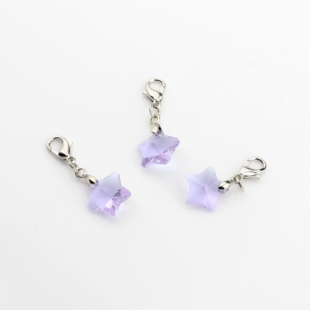 Picture of Crystal bead five-pointed star hanging lobster clasp pendant handmade children's student pencil star Small pendant ornaments