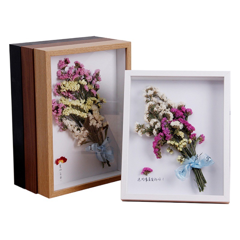 Picture of Wooden 3cm Hollow Dried Flower Stereo Photo Frame Specimen Frame DIY Handmade Clay Works Immortal Flower Framed Picture Frame