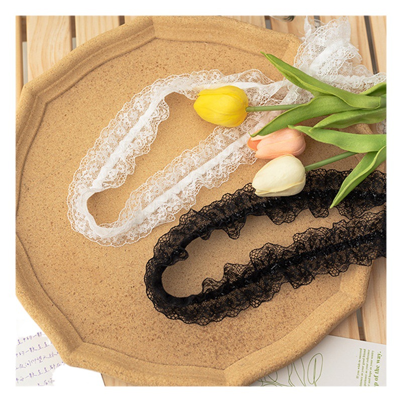 4cm Wide Black and White Bilateral Stretch Double Lace Garment Collar Cuff Bag DIY Decorative Accessories