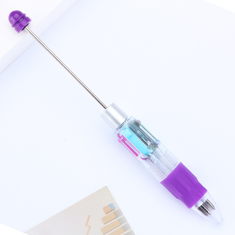 Picture of Factory Direct four-color beaded pen DIY multi-color refill ballpoint pen key mark press plastic gift pen