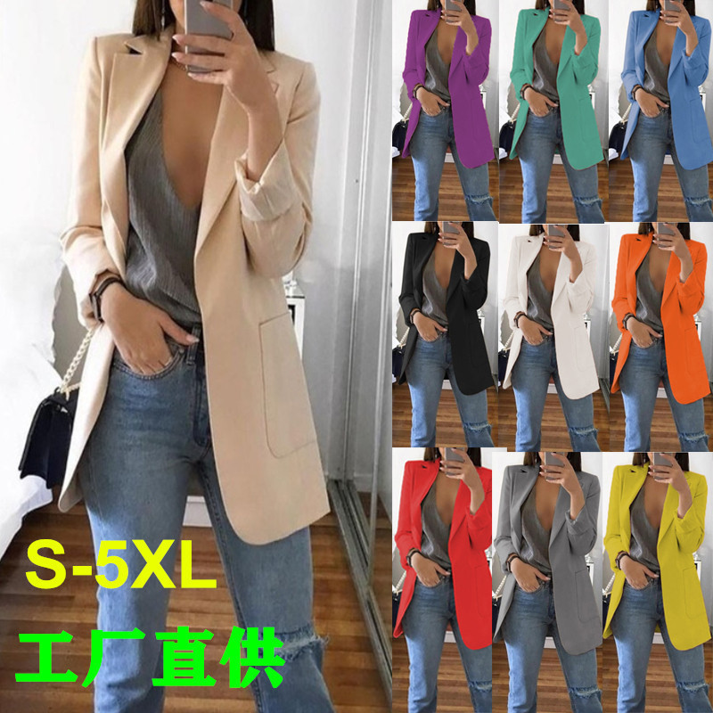Amazon New European and American Fashion Casual Suit Laps Slim-fit Cardigan Elegant Suit Jacket Women