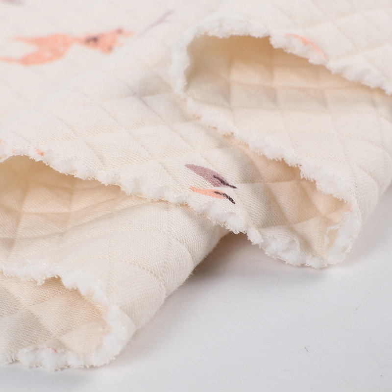 Picture of Original White Diamond Lattice Jacquard Air Layer Printed Baby Quilted Fabric Baby Jumpsuit Sleeping Bag Quilted Fabric
