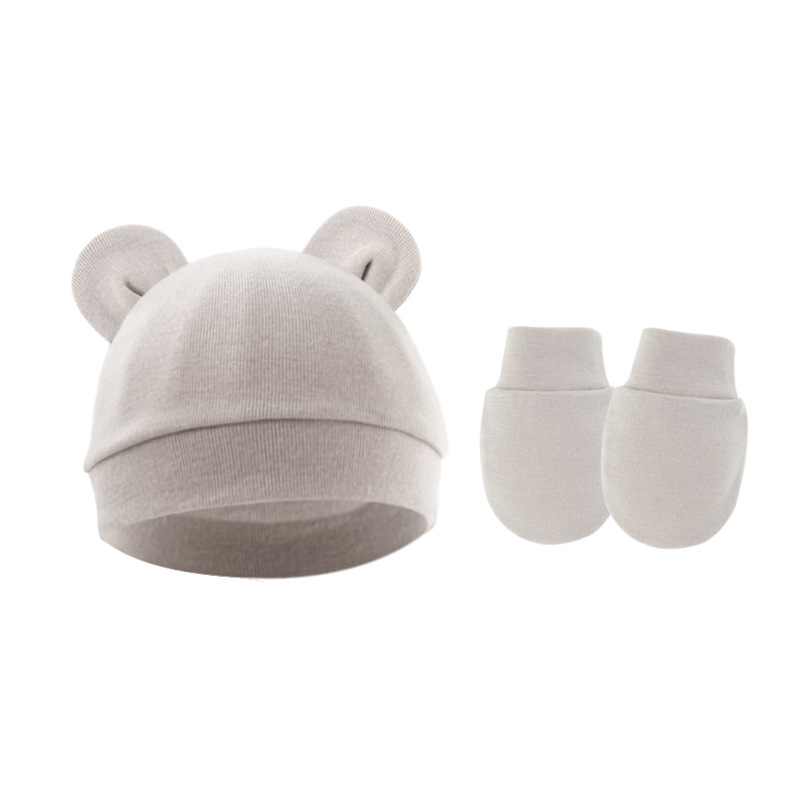 Picture of 2023 foreign trade baby pullover cap Mickey ears baby hat newborn tire cap anti-scratch gloves 2-piece set
