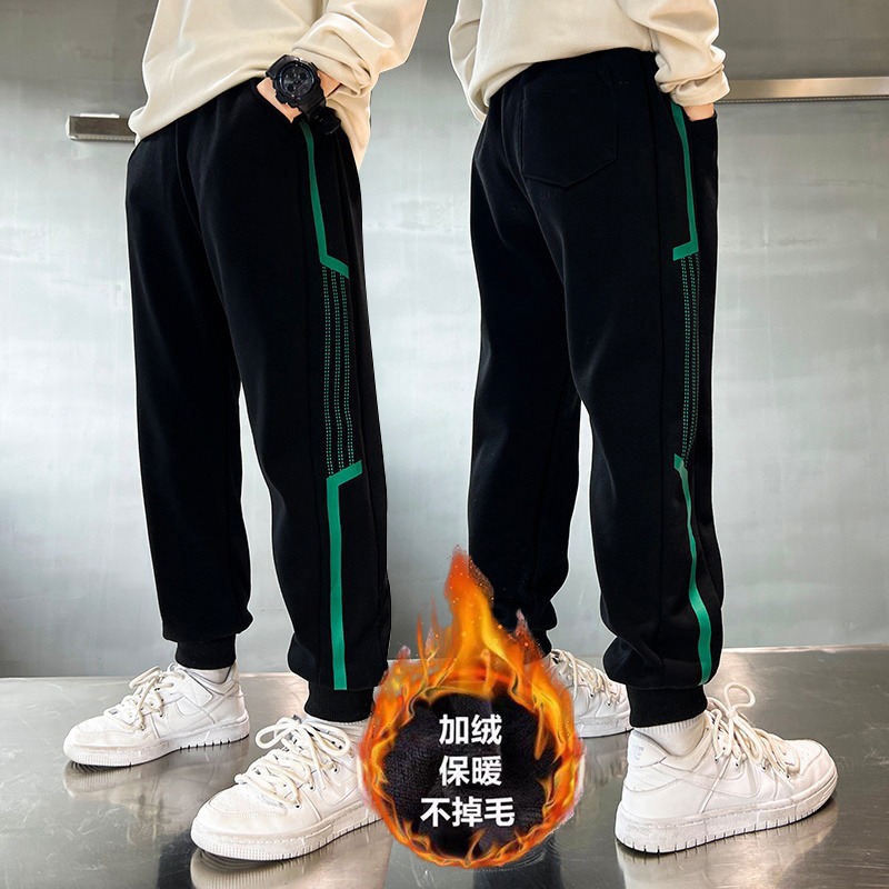 Boys' Pants Autumn and Winter 2024 New Arrival Zhongda Children's Winter Sports Pants Boys Winter fleece-lined Pants Thick
