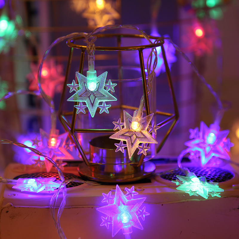New Led Flower Five-Star Small Lantern Christmas Holiday Party Decoration Star Flashing Led String Lantern Atmosphere Light