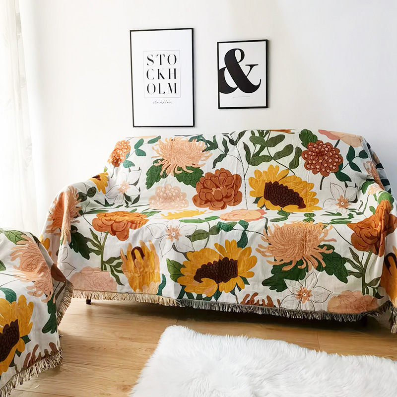 Export cross-border supply of flower sofa blanket thread blanket sofa towel a generation of hair blanket multifunctional camping blanket